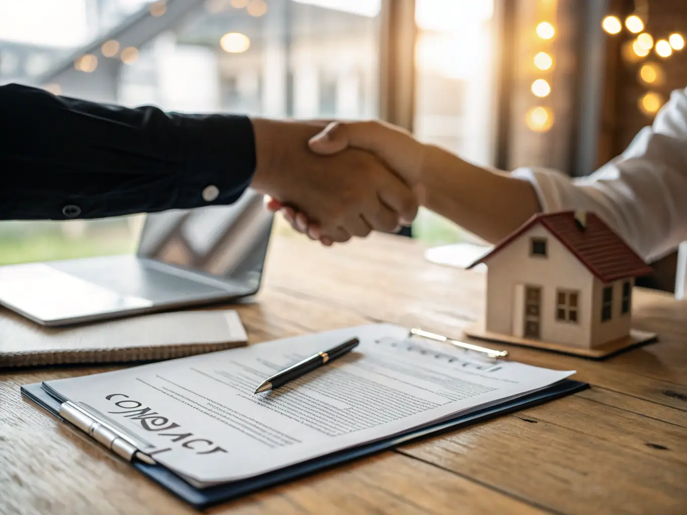 A close-up shot of a signed purchase agreement, highlighting the key terms and conditions. The document is neatly organized and easy to read, reflecting the transparency of the process.